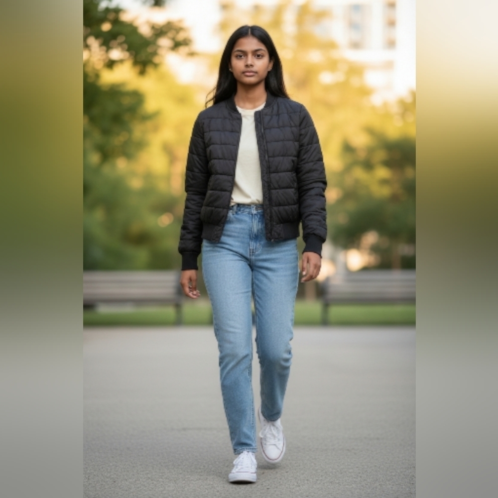 Garage Womans Cropped Puffy Jacket PS Black - Picture 9 of 9
